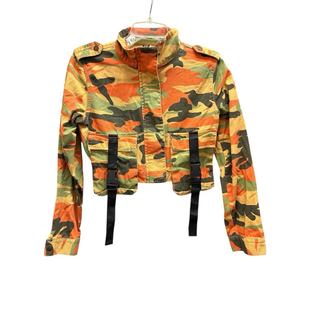 C'EST TOI Camouflage Print Crop Denim Jacket SIZE SMALL